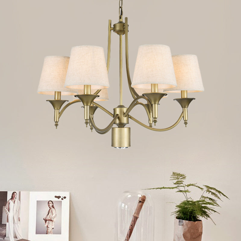 Nordic Empire Shade Chandelier Light Fixture 6 Lights White/Green/Army Green Fabric Hanging Ceiling Light White Clearhalo 'Ceiling Lights' 'Chandeliers' Lighting' options 227195_f40d412d-047a-41f6-86e4-6818f830290c