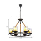 Wagon Wheel Metal Chandelier Light Rustic Style 6/8/10 Lights Dining Room Hanging Light in Black Clearhalo 'Ceiling Lights' 'Chandeliers' 'Glass shade' 'Glass' Lighting' 227205