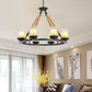 Wagon Wheel Metal Chandelier Light Rustic Style 6/8/10 Lights Dining Room Hanging Light in Black Clearhalo 'Ceiling Lights' 'Chandeliers' 'Glass shade' 'Glass' Lighting' 227207