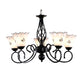 Black Floral Shaped Chandelier Light Fixture Traditional Metal 5/6/8 Lights Living Room Ceiling Light Clearhalo 'Ceiling Lights' 'Chandeliers' 'Glass shade' 'Glass' Lighting' 227301
