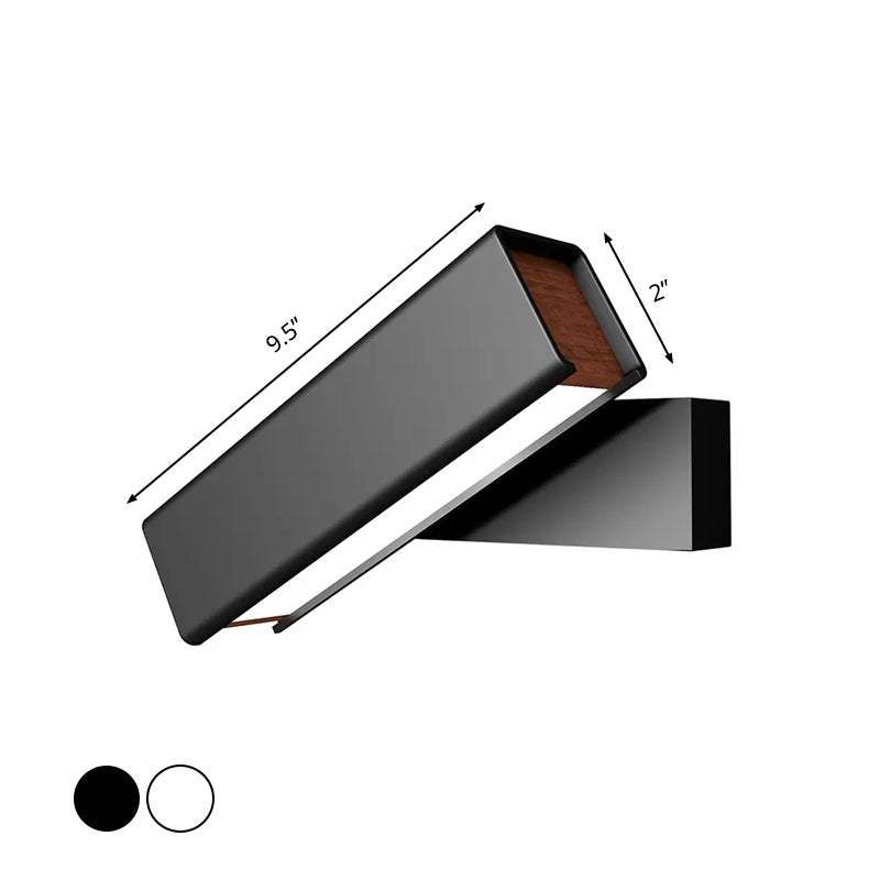 Rotatable Cuboidal LED Sconce Lamp Modern Aluminum Black/White-Wood Wall Mounted Lighting in Warm/White Light Clearhalo 'Cast Iron' 'Glass' 'Industrial' 'Modern wall lights' 'Modern' 'Tiffany' 'Traditional wall lights' 'Wall Lamps & Sconces' 'Wall Lights' Lighting' 2273580