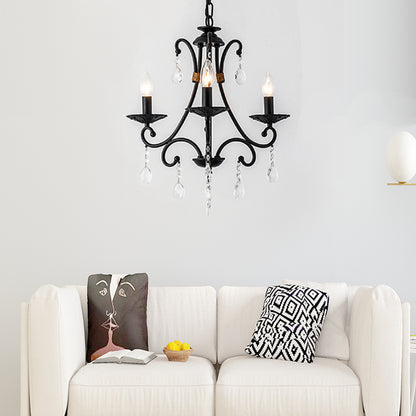 Candelabra Living Room Chandelier Light Traditional Metal 3/6/8 Lights Black Hanging Ceiling Light 3 Black Clearhalo 'Ceiling Lights' 'Chandeliers' Lighting' options 227406_371bfd61-d1d7-4b07-8f0b-c54a4083808c