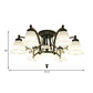Floral Shaped White Glass Semi Flush Mount Light Vintage 3/6/8 Lights Dining Room Ceiling Lamp in Black Clearhalo 'Ceiling Lights' 'Close To Ceiling Lights' 'Close to ceiling' 'Glass shade' 'Glass' 'Semi-flushmount' Lighting' 227447