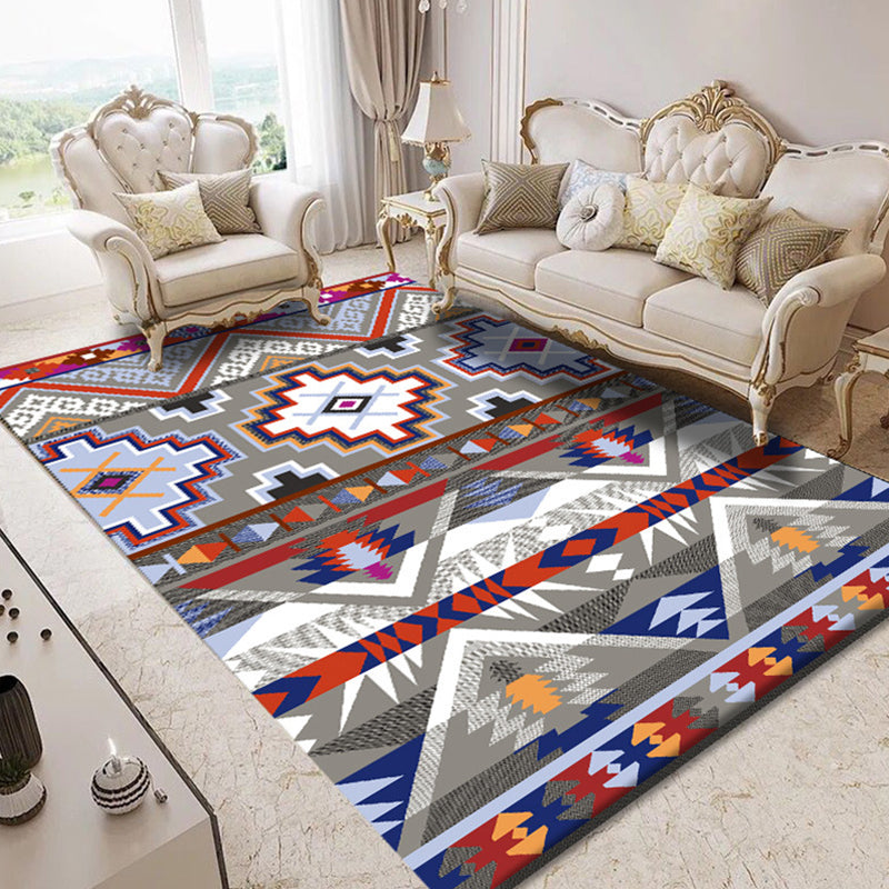Modern Geometric Abstract Pattern Rug Multi Color Synthetics Carpet Anti-Slip Pet Friendly Machine Washable Rug for Living Room Dark Gray-Red Clearhalo 'Area Rug' 'Modern' 'Rugs' Rug' 2274615