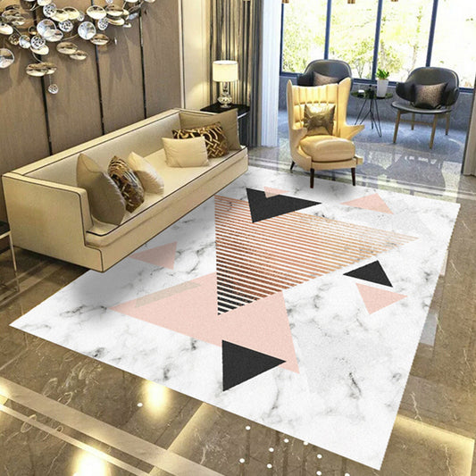Modern Geometric Abstract Pattern Rug Multi Color Synthetics Carpet Anti-Slip Pet Friendly Machine Washable Rug for Living Room Pink-White Clearhalo 'Area Rug' 'Modern' 'Rugs' Rug' 2274617