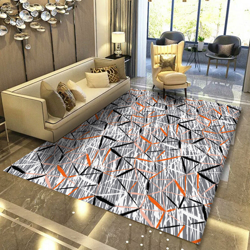 Modern Geometric Abstract Pattern Rug Multi Color Synthetics Carpet Anti-Slip Pet Friendly Machine Washable Rug for Living Room Silver Gray Clearhalo 'Area Rug' 'Modern' 'Rugs' Rug' 2274618