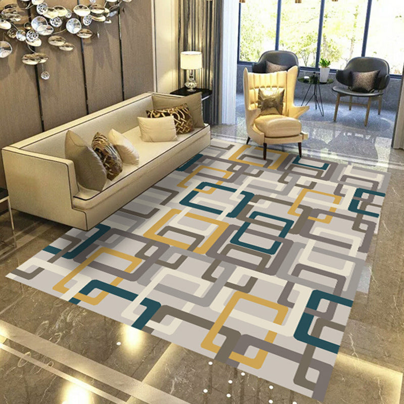 Modern Geometric Abstract Pattern Rug Multi Color Synthetics Carpet Anti-Slip Pet Friendly Machine Washable Rug for Living Room Brown Clearhalo 'Area Rug' 'Modern' 'Rugs' Rug' 2274619