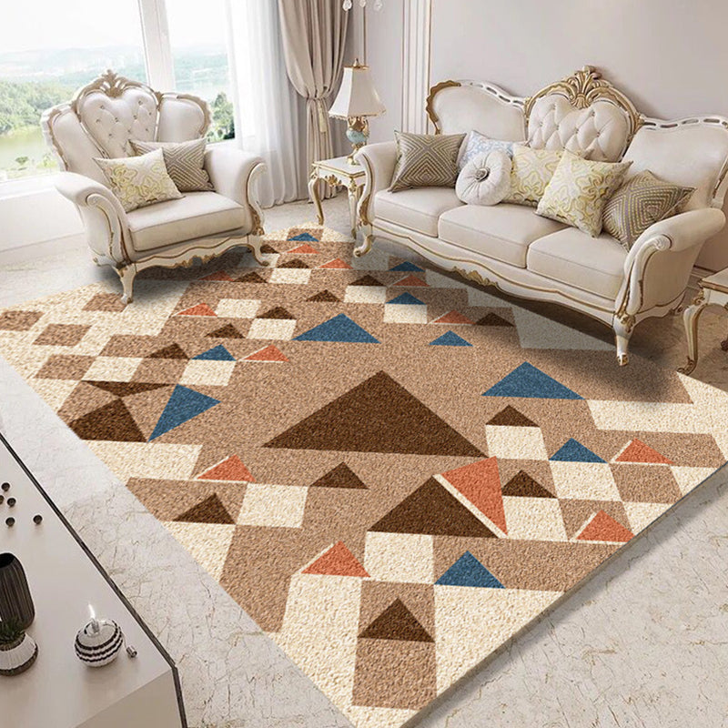 Modern Geometric Abstract Pattern Rug Multi Color Synthetics Carpet Anti-Slip Pet Friendly Machine Washable Rug for Living Room Brown Clearhalo 'Area Rug' 'Modern' 'Rugs' Rug' 2274623