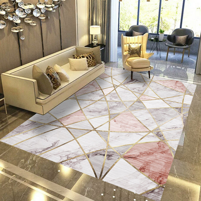 Modern Geometric Abstract Pattern Rug Multi Color Synthetics Carpet Anti-Slip Pet Friendly Machine Washable Rug for Living Room Nude Pink Clearhalo 'Area Rug' 'Modern' 'Rugs' Rug' 2274624