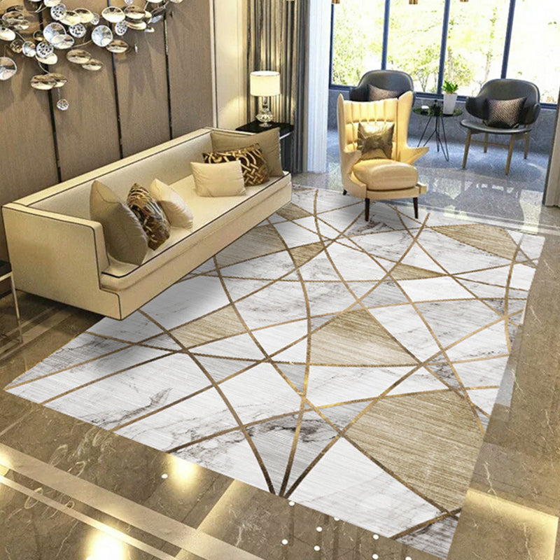 Modern Geometric Abstract Pattern Rug Multi Color Synthetics Carpet Anti-Slip Pet Friendly Machine Washable Rug for Living Room Light Brown Clearhalo 'Area Rug' 'Modern' 'Rugs' Rug' 2274625