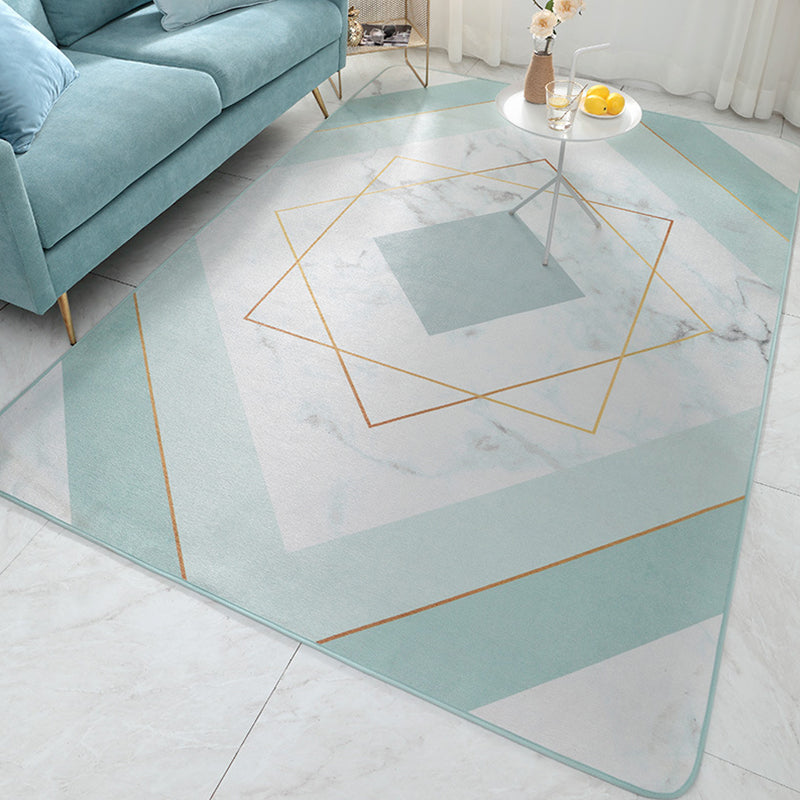 Glam Geometric Print Rug Multicolor Contemporary Rug Polypropylene Machine Wash Anti-Slip Pet Friendly Rug for Home Light Green Clearhalo 'Area Rug' 'Modern' 'Rugs' Rug' 2274635