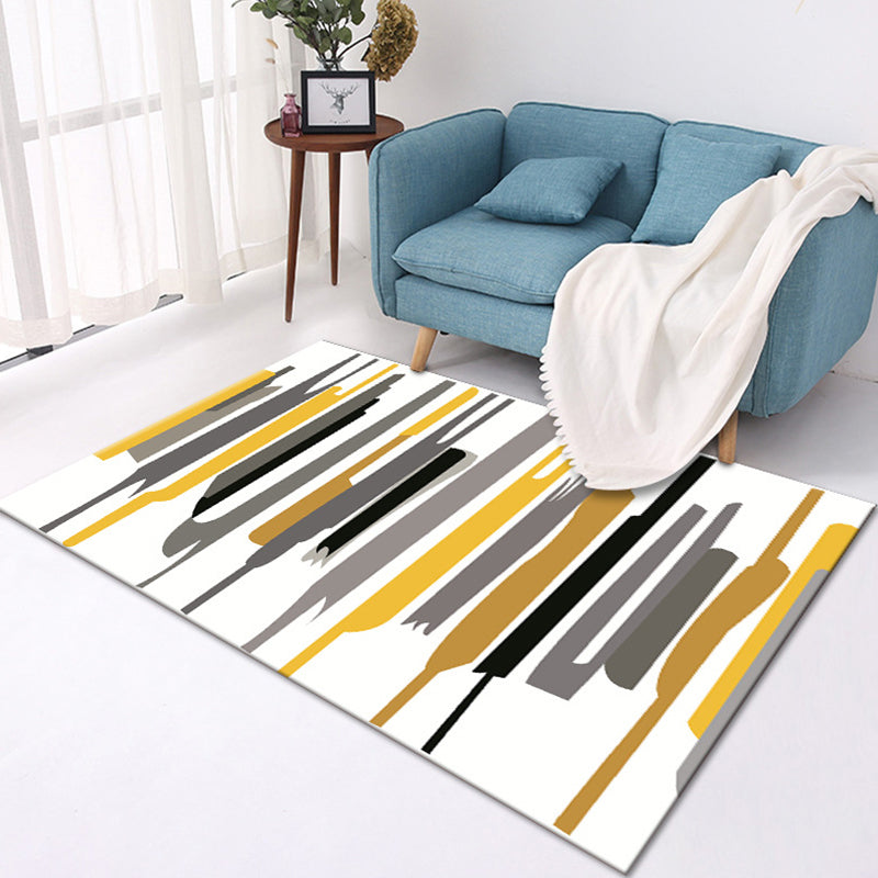 Multi-Color Modern Area Rug Polyester Geometrical Pattern Carpet Washable Stain Resistant Non-Slip Rug for Great Room Gray-Yellow Clearhalo 'Area Rug' 'Modern' 'Rugs' Rug' 2274653