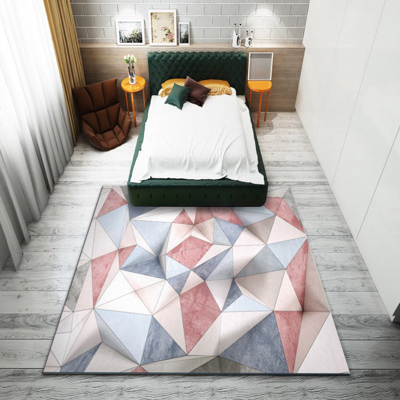 Fashion Modernism Rug Multi Colored Geometric Rug Stain Resistant Machine Wash Anti-Slip Backing Rug for Family Room Pink-Blue Clearhalo 'Area Rug' 'Modern' 'Rugs' Rug' 2274661