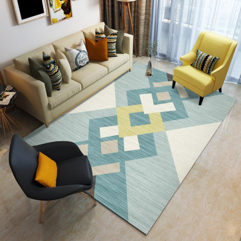 Fashion Modernism Rug Multi Colored Geometric Rug Stain Resistant Machine Wash Anti-Slip Backing Rug for Family Room Blue Clearhalo 'Area Rug' 'Modern' 'Rugs' Rug' 2274662