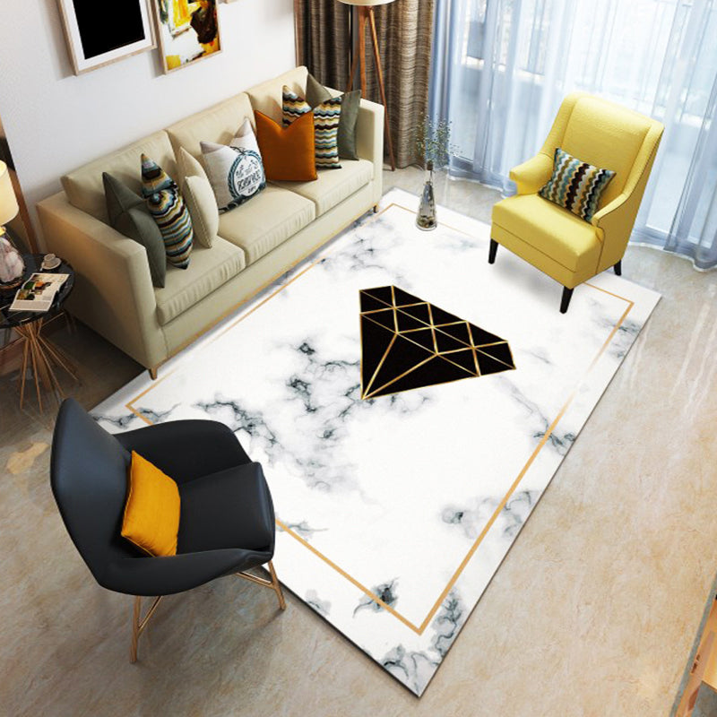 Fashion Modernism Rug Multi Colored Geometric Rug Stain Resistant Machine Wash Anti-Slip Backing Rug for Family Room Black-White Clearhalo 'Area Rug' 'Modern' 'Rugs' Rug' 2274664