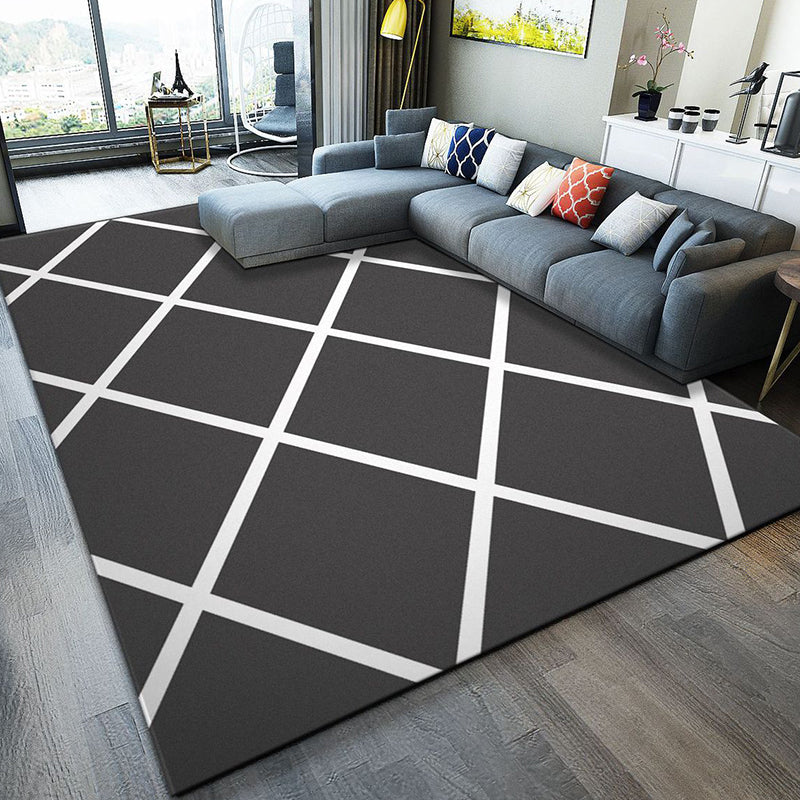 Fashion Modernism Rug Multi Colored Geometric Rug Stain Resistant Machine Wash Anti-Slip Backing Rug for Family Room Dark Gray-White Clearhalo 'Area Rug' 'Modern' 'Rugs' Rug' 2274667