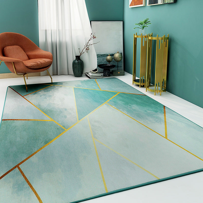 Stylish Multicolor Nordic Rug Synthetics Geometric Watercolor Carpet Non-Slip Stain Resistant Machine Washable Rug for Drawing Room Green Clearhalo 'Area Rug' 'Modern' 'Rugs' Rug' 2274674