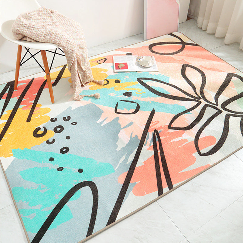 Stylish Multicolor Nordic Rug Synthetics Geometric Watercolor Carpet Non-Slip Stain Resistant Machine Washable Rug for Drawing Room Yellow-Red Clearhalo 'Area Rug' 'Modern' 'Rugs' Rug' 2274682