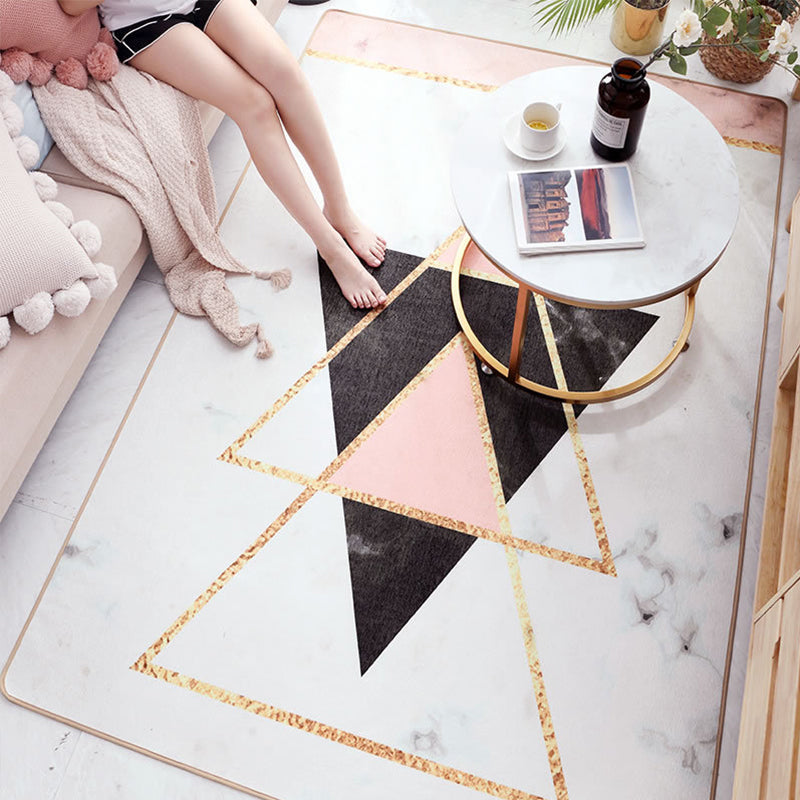 Stylish Multicolor Nordic Rug Synthetics Geometric Watercolor Carpet Non-Slip Stain Resistant Machine Washable Rug for Drawing Room Pink-Black Clearhalo 'Area Rug' 'Modern' 'Rugs' Rug' 2274687
