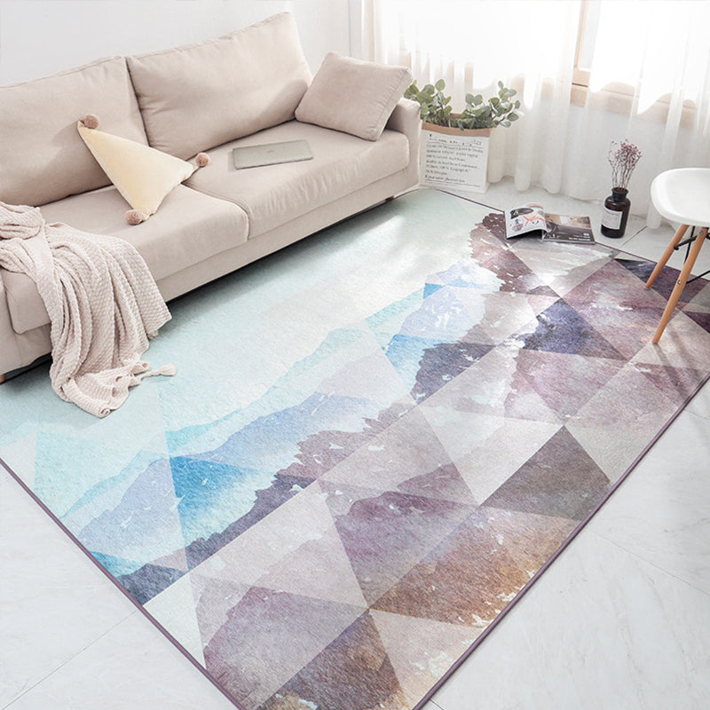 Stylish Multicolor Nordic Rug Synthetics Geometric Watercolor Carpet Non-Slip Stain Resistant Machine Washable Rug for Drawing Room Blue-Brown Clearhalo 'Area Rug' 'Modern' 'Rugs' Rug' 2274688