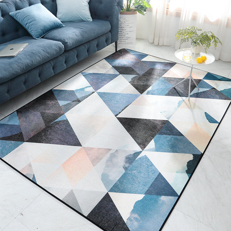 Stylish Multicolor Nordic Rug Synthetics Geometric Watercolor Carpet Non-Slip Stain Resistant Machine Washable Rug for Drawing Room Gray Blue Clearhalo 'Area Rug' 'Modern' 'Rugs' Rug' 2274691