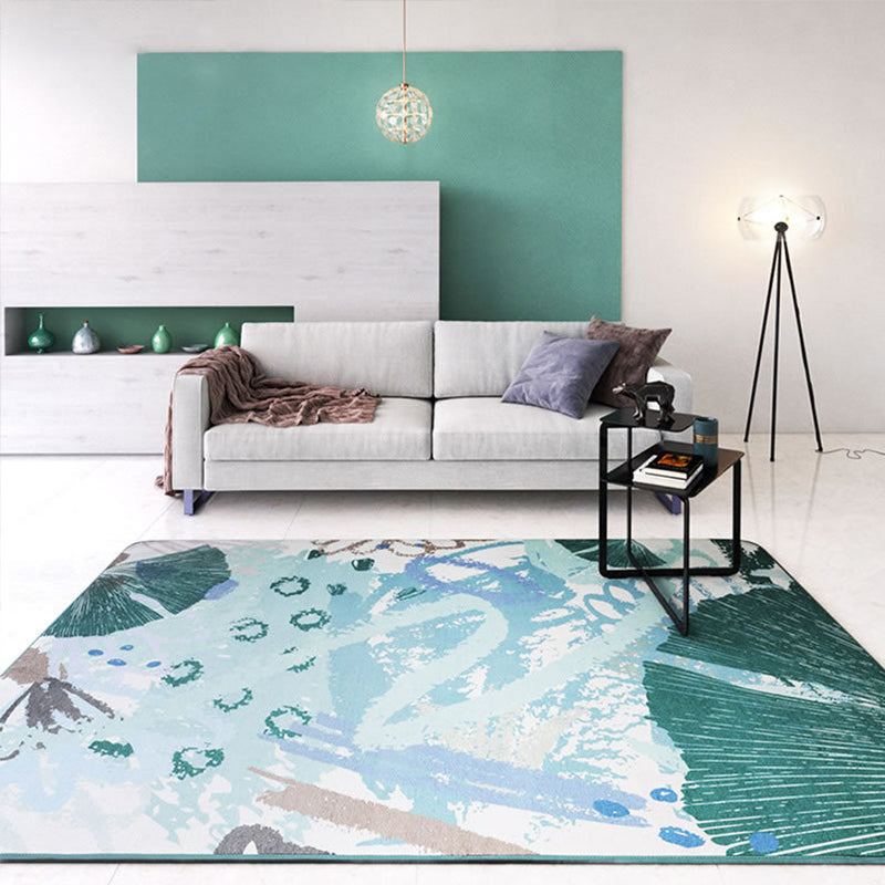 Stylish Multicolor Nordic Rug Synthetics Geometric Watercolor Carpet Non-Slip Stain Resistant Machine Washable Rug for Drawing Room Dark Green Clearhalo 'Area Rug' 'Modern' 'Rugs' Rug' 2274692