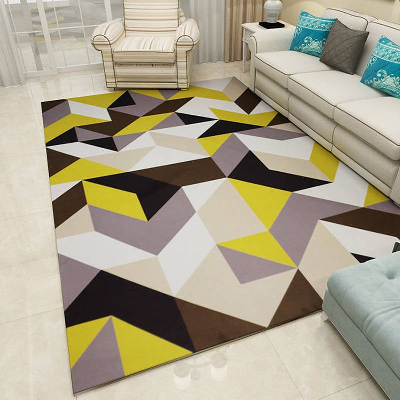 Minimalistic Living Room Rug Multi Color Geometric Print Rug Polypropylene Machine Washable Stain Resistant Non-Slip Rug Yellow-Brown Clearhalo 'Area Rug' 'Modern' 'Rugs' Rug' 2274697