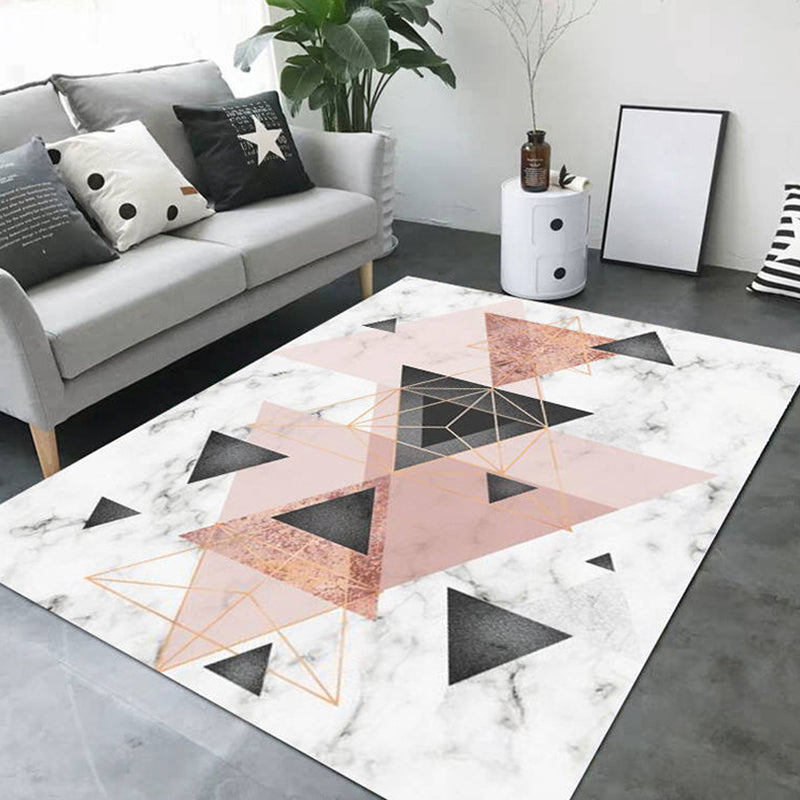 Minimalistic Living Room Rug Multi Color Geometric Print Rug Polypropylene Machine Washable Stain Resistant Non-Slip Rug Pink Clearhalo 'Area Rug' 'Modern' 'Rugs' Rug' 2274698