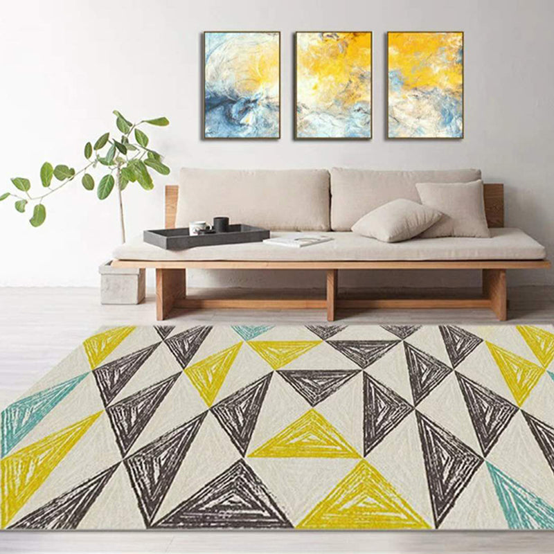 Minimalistic Living Room Rug Multi Color Geometric Print Rug Polypropylene Machine Washable Stain Resistant Non-Slip Rug Gray-Yellow Clearhalo 'Area Rug' 'Modern' 'Rugs' Rug' 2274700