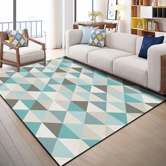 Bright Geometric Block Rug Multi-Colored Modern Carpet Polyester Machine Washable Anti-Slip Backing Pet Friendly Rug for Room Lake Blue Clearhalo 'Area Rug' 'Modern' 'Rugs' Rug' 2274705