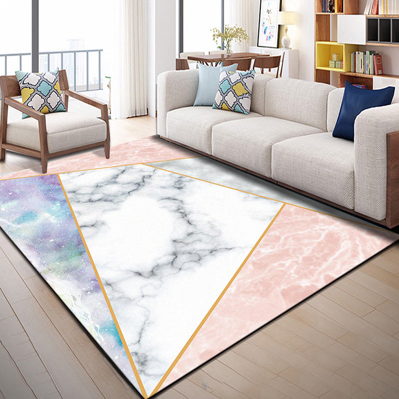 Bright Geometric Block Rug Multi-Colored Modern Carpet Polyester Machine Washable Anti-Slip Backing Pet Friendly Rug for Room Pink-White Clearhalo 'Area Rug' 'Modern' 'Rugs' Rug' 2274706