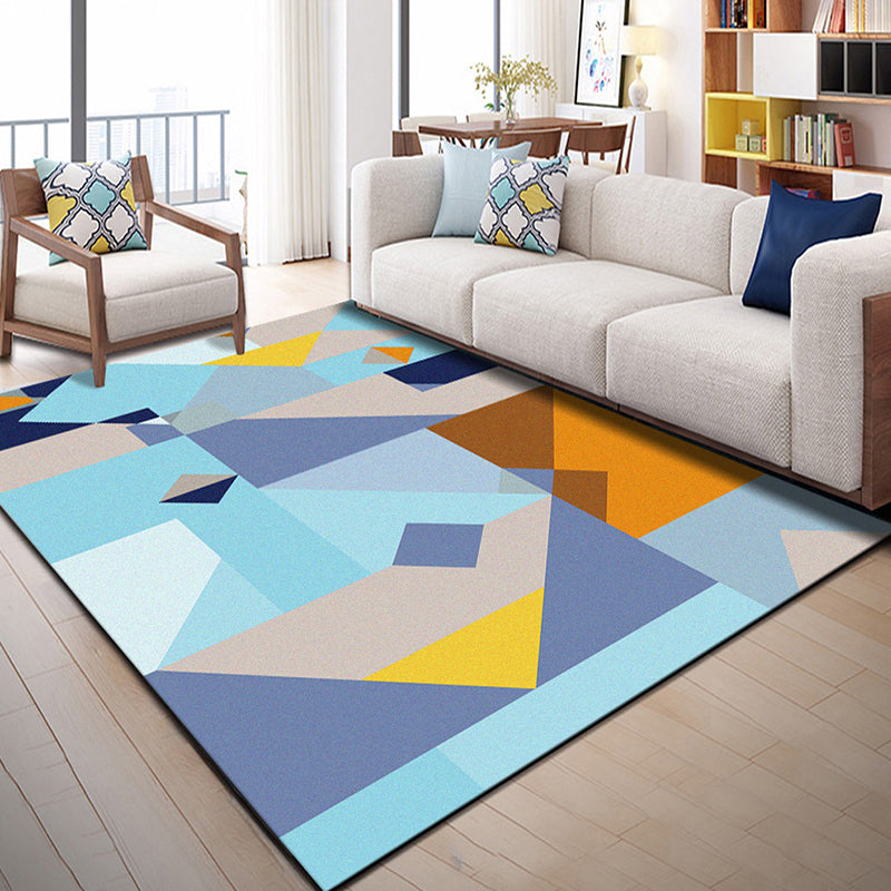 Bright Geometric Block Rug Multi-Colored Modern Carpet Polyester Machine Washable Anti-Slip Backing Pet Friendly Rug for Room Blue Clearhalo 'Area Rug' 'Modern' 'Rugs' Rug' 2274710