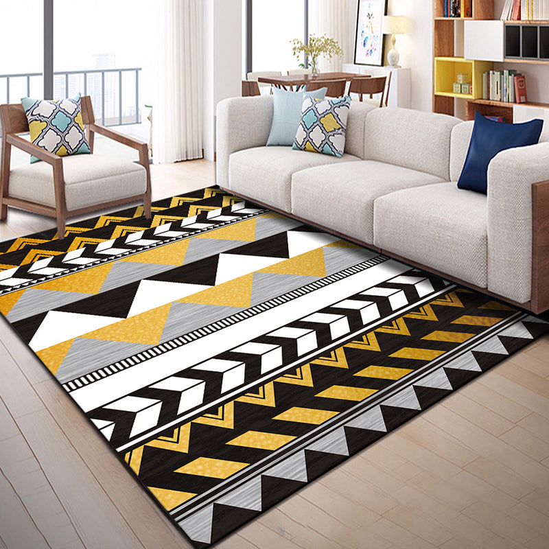 Bright Geometric Block Rug Multi-Colored Modern Carpet Polyester Machine Washable Anti-Slip Backing Pet Friendly Rug for Room Yellow-Black Clearhalo 'Area Rug' 'Modern' 'Rugs' Rug' 2274712