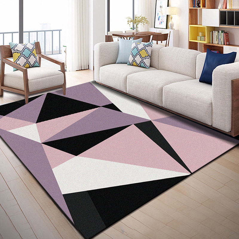 Bright Geometric Block Rug Multi-Colored Modern Carpet Polyester Machine Washable Anti-Slip Backing Pet Friendly Rug for Room Purple-Pink Clearhalo 'Area Rug' 'Modern' 'Rugs' Rug' 2274715