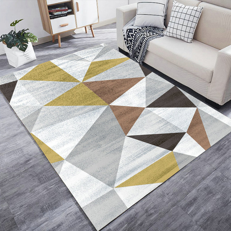 Colorful Triangle Print Rug Multicolor Modern Style Rug Synthetics Washable Stain Resistant Anti-Slip Rug for Home Gray-Yellow 5'11" x 9'2" Clearhalo 'Area Rug' 'Modern' 'Rugs' Rug' 2274726