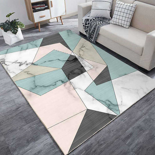 Multi Colored Bedroom Rug Modern Geometric Printing Carpet Polypropylene Washable Stain Resistant Anti-Slip Backing Rug Clearhalo 'Area Rug' 'Modern' 'Rugs' Rug' 2274731