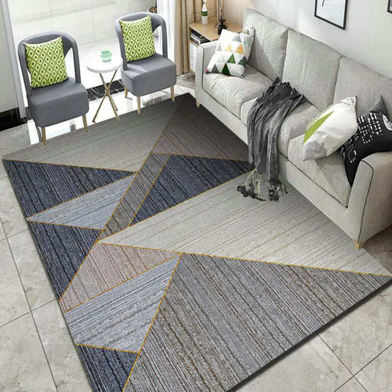 Multi Colored Bedroom Rug Modern Geometric Printing Carpet Polypropylene Washable Stain Resistant Anti-Slip Backing Rug Dark Gray Clearhalo 'Area Rug' 'Modern' 'Rugs' Rug' 2274737