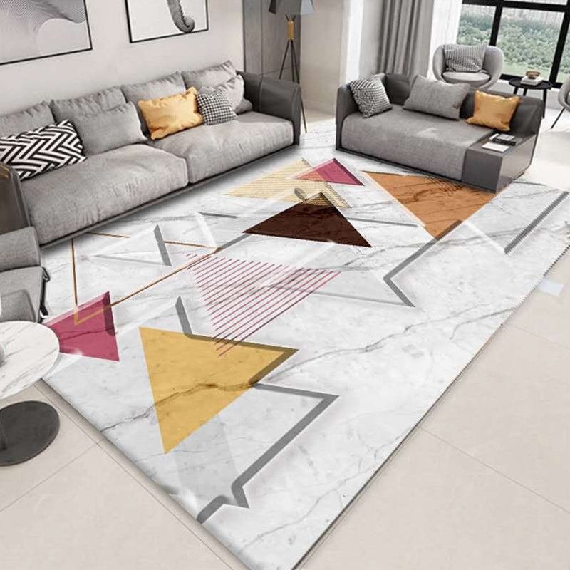 Multi Colored Bedroom Rug Modern Geometric Printing Carpet Polypropylene Washable Stain Resistant Anti-Slip Backing Rug Light Gray-White 6'7" x 9'11" Clearhalo 'Area Rug' 'Modern' 'Rugs' Rug' 2274740