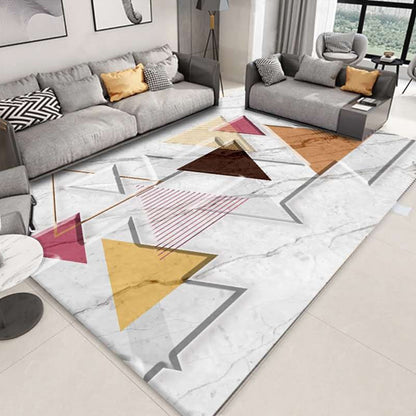 Multi Colored Bedroom Rug Modern Geometric Printing Carpet Polypropylene Washable Stain Resistant Anti-Slip Backing Rug Light Gray-White 6'7" x 9'11" Clearhalo 'Area Rug' 'Modern' 'Rugs' Rug' 2274740