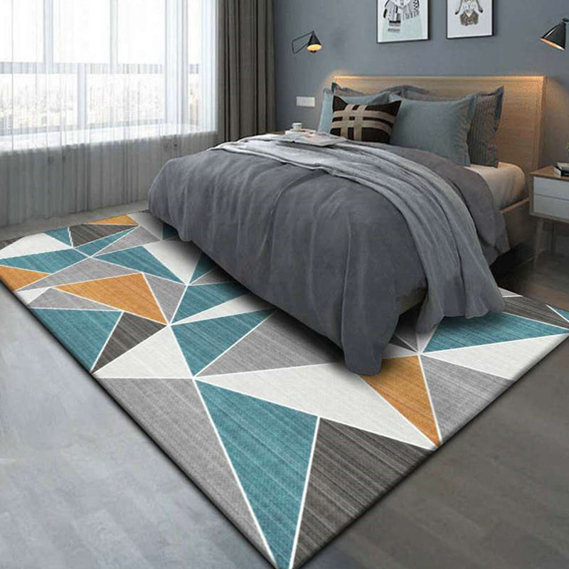 Multi Colored Bedroom Rug Modern Geometric Printing Carpet Polypropylene Washable Stain Resistant Anti-Slip Backing Rug Green 6'7" x 9'11" Clearhalo 'Area Rug' 'Modern' 'Rugs' Rug' 2274741