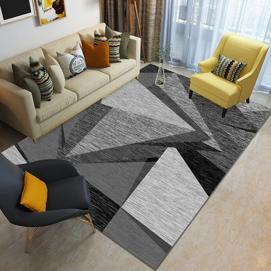 Modern 3D Geometric Print Rug Multi Colored Polyester Rug Stain Resistant Anti-Slip Backing Pet Friendly Carpet for Living Room Silver Gray Clearhalo 'Area Rug' 'Modern' 'Rugs' Rug' 2274749