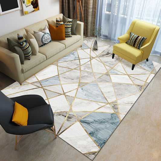 Modern 3D Geometric Print Rug Multi Colored Polyester Rug Stain Resistant Anti-Slip Backing Pet Friendly Carpet for Living Room Light Blue Clearhalo 'Area Rug' 'Modern' 'Rugs' Rug' 2274756