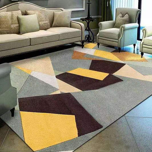 Contemporary Living Room Rug Multi-Color Geometric Carpet Polypropylene Washable Stain Resistant Non-Slip Backing Area Rug Yellow-Brown Clearhalo 'Area Rug' 'Modern' 'Rugs' Rug' 2274795