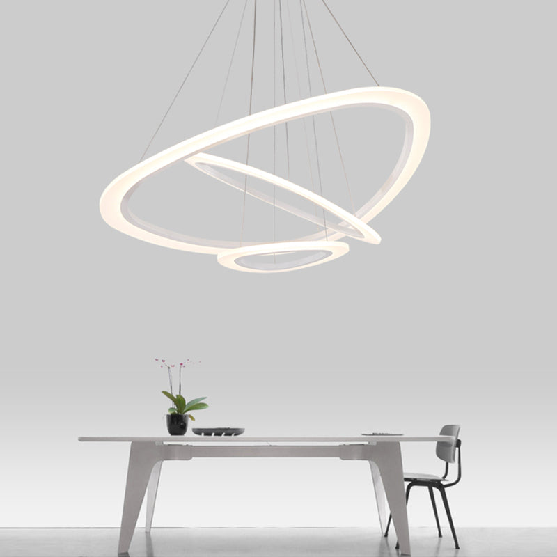 White Triangle LED Hanging Lighting Minimalism Acrylic Chandelier Light over Table 3 White Warm Clearhalo 'Ceiling Lights' 'Chandeliers' 'Modern Chandeliers' 'Modern' Lighting' 2275248