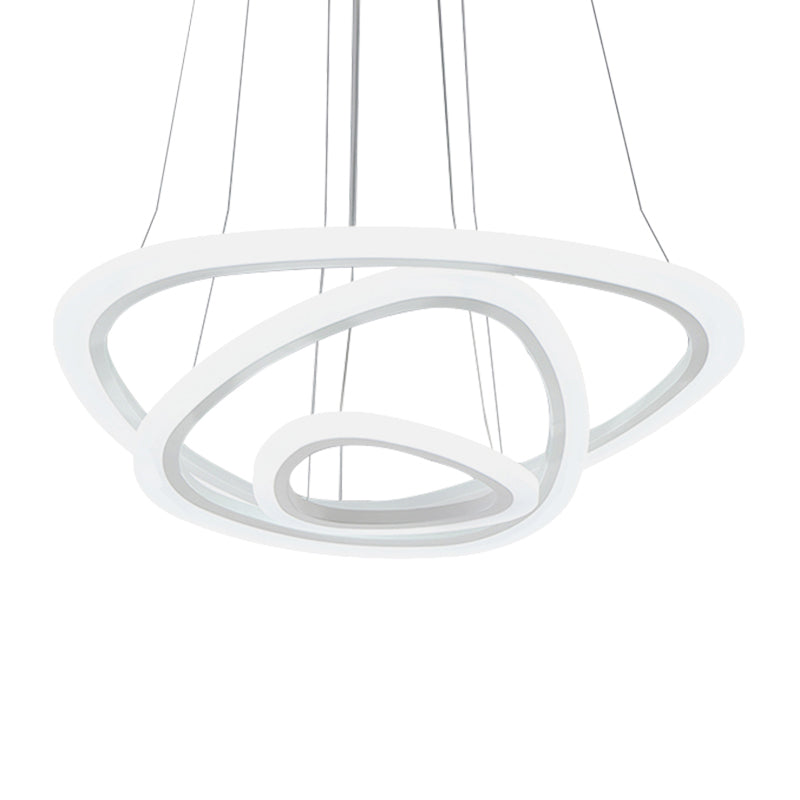 White Triangle LED Hanging Lighting Minimalism Acrylic Chandelier Light over Table Clearhalo 'Ceiling Lights' 'Chandeliers' 'Modern Chandeliers' 'Modern' Lighting' 2275251