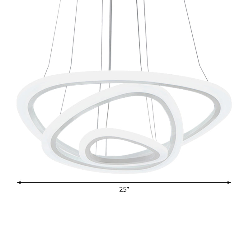 White Triangle LED Hanging Lighting Minimalism Acrylic Chandelier Light over Table Clearhalo 'Ceiling Lights' 'Chandeliers' 'Modern Chandeliers' 'Modern' Lighting' 2275252