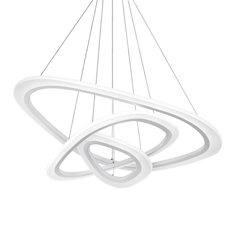 Triangular Loop Shaped Chandelier Art Deco Acrylic White Suspension Light for Restaurant Clearhalo 'Ceiling Lights' 'Chandeliers' 'Modern Chandeliers' 'Modern' Lighting' 2275256