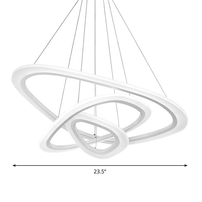 Triangular Loop Shaped Chandelier Art Deco Acrylic White Suspension Light for Restaurant Clearhalo 'Ceiling Lights' 'Chandeliers' 'Modern Chandeliers' 'Modern' Lighting' 2275257
