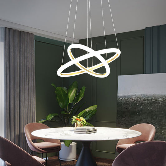 Gold Halo Ring Shaped Chandelier Artistic LED Acrylic Hanging Light Fixture over Table 2 Gold Clearhalo 'Ceiling Lights' 'Chandeliers' 'Modern Chandeliers' 'Modern' Lighting' 2275292