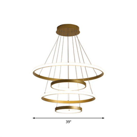 Multi-Loop Shaped Restaurant Chandelier Metal Postmodern LED Pendant Light in Gold Clearhalo 'Ceiling Lights' 'Chandeliers' 'Modern Chandeliers' 'Modern' Lighting' 2275298